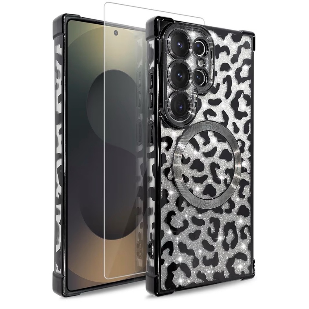 MOWIME Magnetic Case for Samsung Galaxy S25 Ultra  Black Silver Glitter NEW